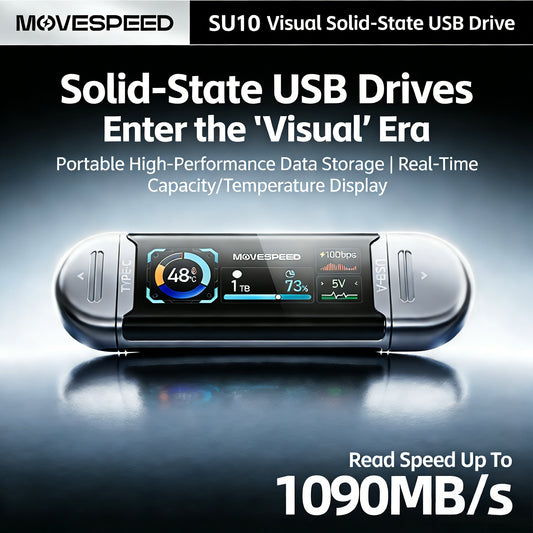 2026 New Smart AI Speed-Adjusting 2TB Solid-State USB Drive Large-Capacity SSD with Screen Display USB Type-C Dual Interface