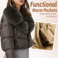 Women's Short-Length Fashionable Warm Fur-Collared Jacket（Icelandic white duck down）