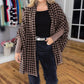 Open Front Houndstooth Poncho for Women