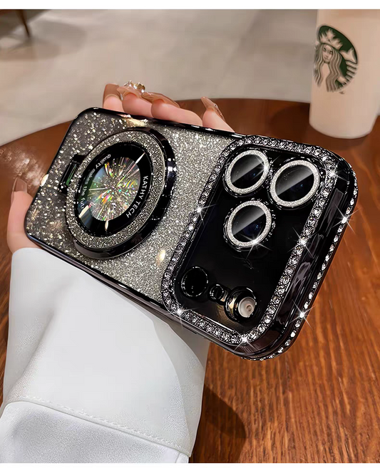 iPhone Rhinestone Glitter Magnetic Stand Premium Case